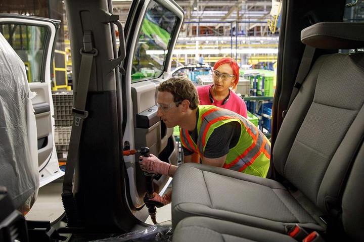 Mark Zuckerberg helps assemble F-150s during first MI vist